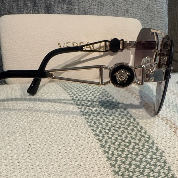Versace Black and Silver Sunglasses - Picture 3 of 7